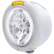 389 YEAR 2019 304 SS 7 INCH BULLET HALF MOON LED HEADLIGHT WITH WHITE HALO CLEAR LENS TURN SIGNAL