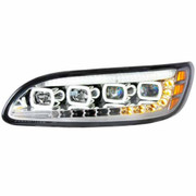 387 YEAR 2002 DRIVER SIDE BLACK QUAD LED HEADLIGHT SEQUENTIAL TURN SIGNAL