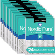 16X16X1 24 PACK NORDIC PURE MERV 14 MPR 2800 FILTER ACTUAL SIZE 15.75 X 15.75 X 0.75 MADE IN USA