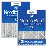 12X24X4 2 PACK NORDIC PURE MERV 12 MPR 1500-1900 FILTER ACTUAL SIZE 11.5 X 23.38 X 3.63 MADE IN USA