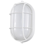 LED OVAL BULK HEAD FIXTURE WHITE FINISH WITH WHITE GLASS IN-94T16