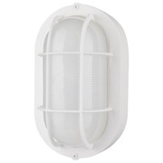 LED SMALL OVAL BULK HEAD FIXTURE WHITE FINISH WITH WHITE GLASS