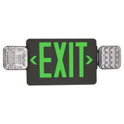 EXIT SIGN GREEN WITH EMERGENCY LIGHT BLACK HOUSING