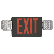 EXIT SIGN RED WITH EMERGENCY LIGHT BLACK HOUSING