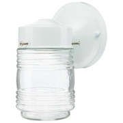 1 LIGHT 6 INCH PORCH WALL WHITE MASON JAR WITH CLEAR GLASS
