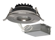 12 WATT LED DIRECT WIRE DOWNLIGHT GIMBALED 4 INCH 3000K 120 VOLT DIMMABLE ROUND REMOTE DRIVER BRUSHE ED NICKEL