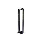 COMMSCOPE 84 INCH X 19 INCH X 6 INCH ALUMINUM 2--POST EQUIPMENT RACK FEATURES 45 RU'S OF STORAGE AND D 12-24 TAPPED RAILS FINISHED WITH A BLACK POWER-C