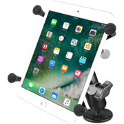 RAM MOUNTS FLAT SURFACE MOUNT WITH UNIVERSAL X-GRIP II HOLDER WITH 1 INCH BALL FOR 7 INCH TABLETS MA ADE FROM MARINE GRADE ALUMINUM