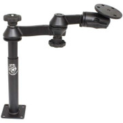 RAM MOUNTS DOUBLE SWING ARM WITH 8 INCH MALE AND 9 INCH FEMALE TELE-POLE CONNECTS TO A 368 INCH DIAM METER BALL BASE
