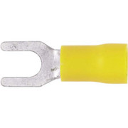 HAINES PRODUCTS VINYL INSULATED BLOCK FORK TERMINAL WITH BUTTED SEAM FOR WIRE SIZES 12-10 GAUGE AND # 10 SIZE STUD 100 PACKCOLOR YELLOW