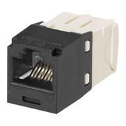 PANDUIT CATEGORY 6 RJ45 8-POSITION 8-WIRE UTP MINI-COM UNIVERSAL JACK MODULE HAS TG-STYLE TERMINATIO ON AND IS BLACK