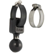 RAM MOUNTS 15 INCH BALL BASE WITH 1 INCH TO 21 INCH DIAMETER STRAP MADE OF POWDER COATED MARINE GRAD DE ALUMINUM