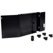 COMMSCOPE UNIPRISE READY WALL MOUNT BUILDING ENCLOSURE BLACK ACCEPTS SPLICE WALLET WSPLICE TRAYS 2 RFE TYPE ADAPTER PANELS/ READYPATCHÂ® MODULES