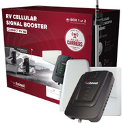 WEBOOST CONNECT RV 65DB RV BOOSTER KIT COVERS ALL US CARRIERS COVERS CELL PCS BANDS INCLUDES BOOST TER ANTENNAS POWER SUPPLY AND TELESCOPING MOUNT
