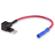 HAINES PRODUCTS MICRO 2 FUSE TAP WITH 6 INCH 16GA LEAD WIRE AND CRIMP ON BUTT CONNECTOR HOLDER IS BL LACK WITH RED LEAD WIRE Replacement