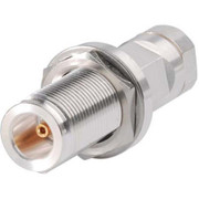 ANDREW N FEMALE BULKHEAD CONNECTOR FOR 14 INCH FOAM CABLE SILVER PLATED BODY WITH A GOLD CENTER PIN N WORKS WITH 1/4 INCH FIRE RETARDANT CABLE ALSO