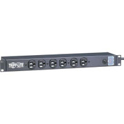 TRIPP LITE 19 INCH RACKMOUNT AC POWER STRIP 20 A 120 VAC 15' POWER CORD 6 REAR AND 6 FRONT OUTLETS O ON/OFF SWITCH WITH LOCKING SWITCH COVER