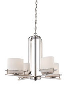 LOREN 4 LIGHT CHANDELIER WITH OVAL FROSTED GLASS POLISHED NICKEL CONTEMPORARY