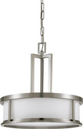 ODEON 4 LIGHT PENDANT WITH SATIN WHITE GLASS BRUSHED NICKEL TRANSITIONAL