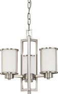 ODEON 3 LIGHT CONVERTIBLE UP/DOWN CHANDELIER WITH SATIN WHITE GLASS BRUSHED NICKEL TRANSITIONAL