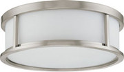 ODEON 3 LIGHT 17 INCH FLUSH DOME WITH SATIN WHITE GLASS BRUSHED NICKEL TRANSITIONAL