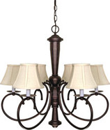 MERICANA 6 LIGHT 27 INCH CHANDELIER WITH NATURAL LINEN SHADES OLD BRONZE TRADITIONAL