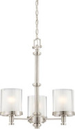 DECKER 3 LIGHT CHANDELIER WITH CLEAR AND FROSTED GLASS BRUSHED NICKEL CONTEMPORARY