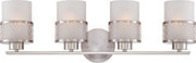 FUSION 4 LIGHT VANITY FIXTURE WITH FROSTED GLASS BRUSHED NICKEL CONTEMPORARY