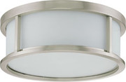 ODEON 3 LIGHT 15 INCH FLUSH DOME WITH SATIN WHITE GLASS BRUSHED NICKEL TRANSITIONAL