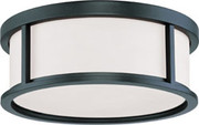 ODEON 3 LIGHT 15 INCH FLUSH DOME WITH SATIN WHITE GLASS AGED BRONZE TRANSITIONAL