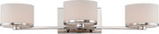 CELINE 3 LIGHT VANITY FIXTURE WITH ETCHED OPAL GLASS POLISHED NICKEL TRADITIONAL