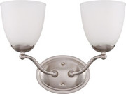 PATTON 2 LIGHT VANITY FIXTURE WITH FROSTED GLASS BRUSHED NICKEL TRANSITIONAL