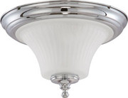 TELLER 2 LIGHT FLUSH DOME FIXTURE WITH FROSTED ETCHED GLASS POLISHED CHROME CONTEMPORARY