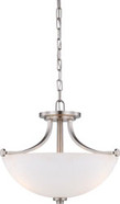 BENTLEY 3 LIGHT SEMI FLUSH WITH FROSTED GLASS BRUSHED NICKEL CONTEMPORARY