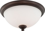 PATTON 3 LIGHT FLUSH FIXTURE WITH FROSTED GLASS PRAIRIE BRONZE TRANSITIONAL