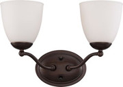PATTON 2 LIGHT VANITY FIXTURE WITH FROSTED GLASS PRAIRIE BRONZE TRANSITIONAL