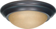 2 LIGHT 14 INCH FLUSH MOUNT TWIST AND LOCK WITH CHAMPAGNE LINEN WASHED GLASS MAHOGANY BRONZE TRANSIT