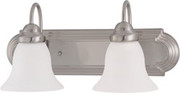 BALLERINA 2 LIGHT 18 INCH VANITY WITH FROSTED WHITE GLASS BRUSHED NICKEL TRADITIONAL