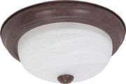 2 LIGHT ES 13 INCH FLUSH FIXTURE WITH ALABASTER GLASS 2 13W GU24 LAMPS INCLUDED OLD BRONZE TRANSITIO