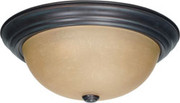 3 LIGHT 15 INCH FLUSH MOUNT WITH CHAMPAGNE LINEN WASHED GLASS MAHOGANY BRONZE TRANSITIONAL