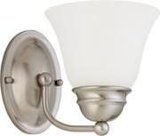 EMPIRE 1 LIGHT 7 INCH VANITY WITH FROSTED WHITE GLASS BRUSHED NICKEL TRANSITIONAL