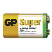 GP SUPER 9V ALKALINE BATTERY 1PC SHRINK BULK CASE 500 SHRINKS