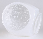 WHITE/CLEAR GLASS BATH SHADE 5 1/4 INCH DIAMETER 3 1/4 INCH FITTER 4 1/2 INCH HEIGHT 5 13/16 INCH DE