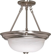 3 LIGHT 15 INCH SEMI FLUSH WITH ALABASTER GLASS 3 13W GU24 LAMPS INCLUDED BRUSHED NICKEL CONTEMPORAR