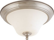 DUPONT 2 LIGHT 13 INCH FLUSH MOUNT WITH SATIN WHITE GLASS BRUSHED NICKEL TRANSITIONAL
