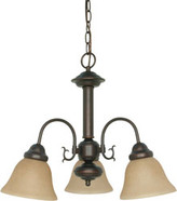 BALLERINA 3 LIGHT 20INCH CHANDELIER WITH CHAMPAGNE LINEN WASHED GLASS MAHOGANY BRONZE TRADITIONAL