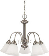 BALLERINA 5 LIGHT 24 INCH CHANDELIER WITH FROSTED WHITE GLASS BRUSHED NICKEL TRANSITIONAL