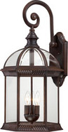 BOXWOOD 3 LIGHT 26 INCH OUTDOOR WALL WITH CLEAR BEVELED GLASS RUSTIC BRONZE TRADITIONAL