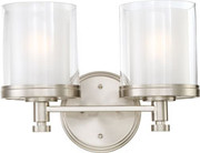DECKER 2 LIGHT VANITY FIXTURE WITH CLEAR AND FROSTED GLASS BRUSHED NICKEL CONTEMPORARY