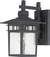COVE NECK 1 LIGHT 14 INCH OUTDOOR LANTERN WITH CLEAR SEED GLASS TEXTURED BLACK TRADITIONAL